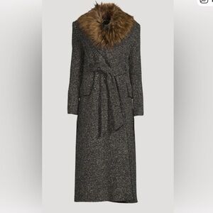 Smythe Duster Faux Fur Detachable Collar Boucle Coat